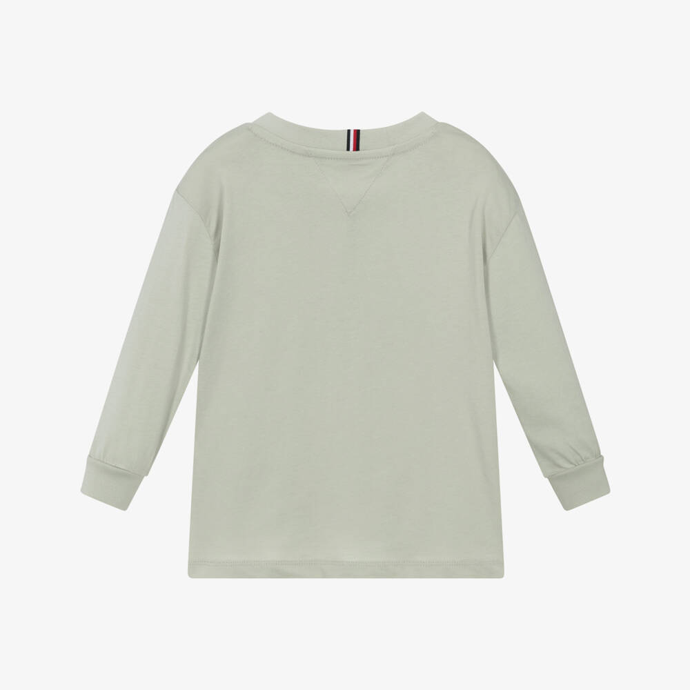 Tommy Hilfiger-Boys Sage Green Cotton Long-Sleeved Top | Childrensalon Outlet