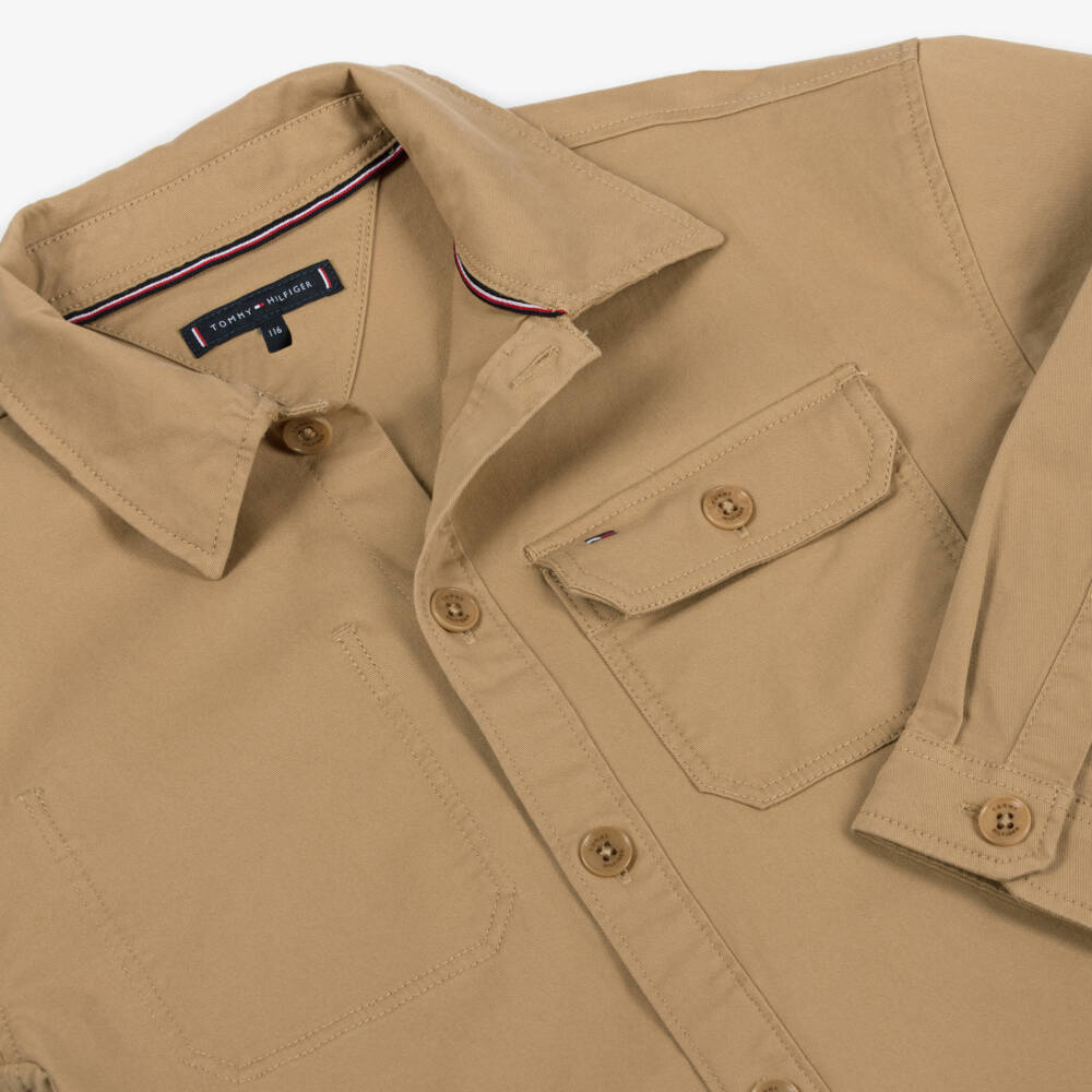 Tommy Hilfiger-Boys Sand Cotton Utility Shirt | Childrensalon Outlet
