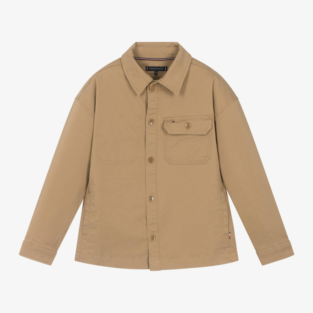 Tommy Hilfiger-قميص منسدل قطن لون بيج للأولاد | Childrensalon Outlet