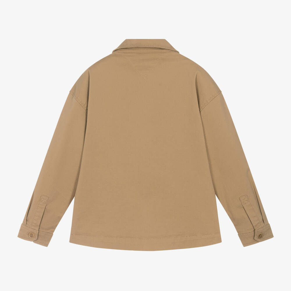 Tommy Hilfiger-Boys Sand Cotton Utility Shirt | Childrensalon Outlet