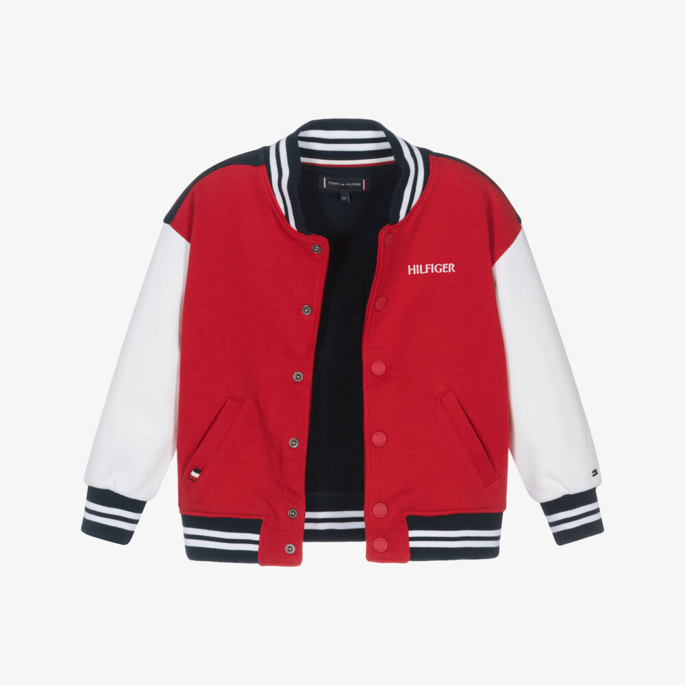 Tommy Hilfiger-Boys Scarlet Colourblock Jersey Bomber | Childrensalon Outlet