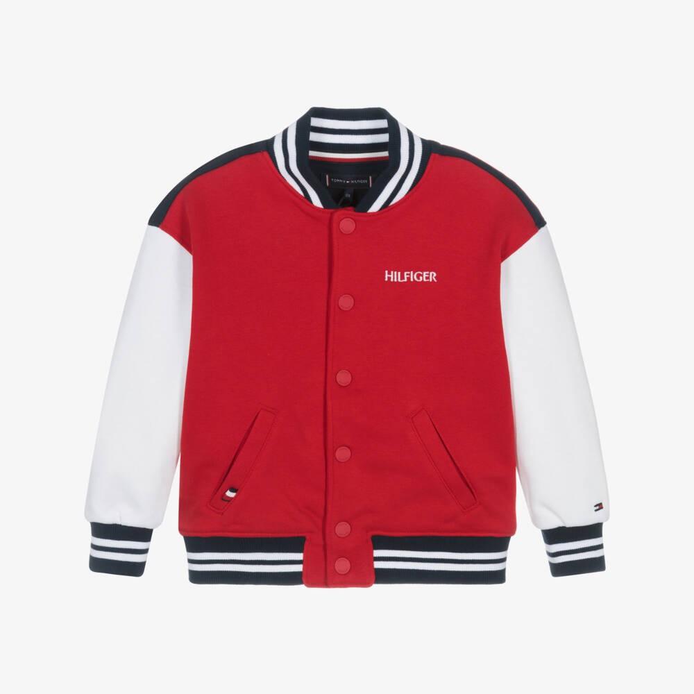 Tommy Hilfiger-Boys Scarlet Colourblock Jersey Bomber | Childrensalon Outlet