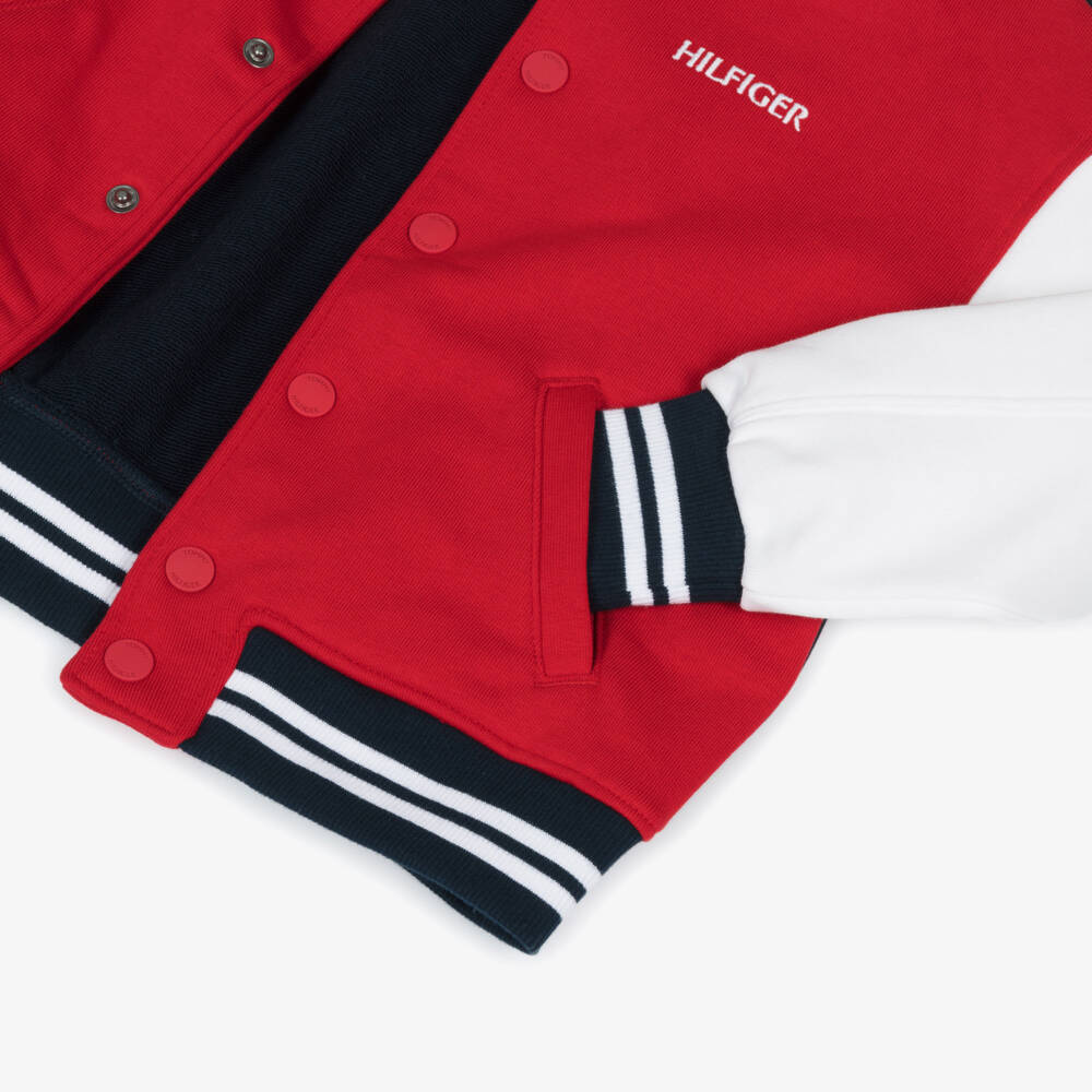 Tommy Hilfiger-Boys Scarlet Colourblock Jersey Bomber | Childrensalon Outlet