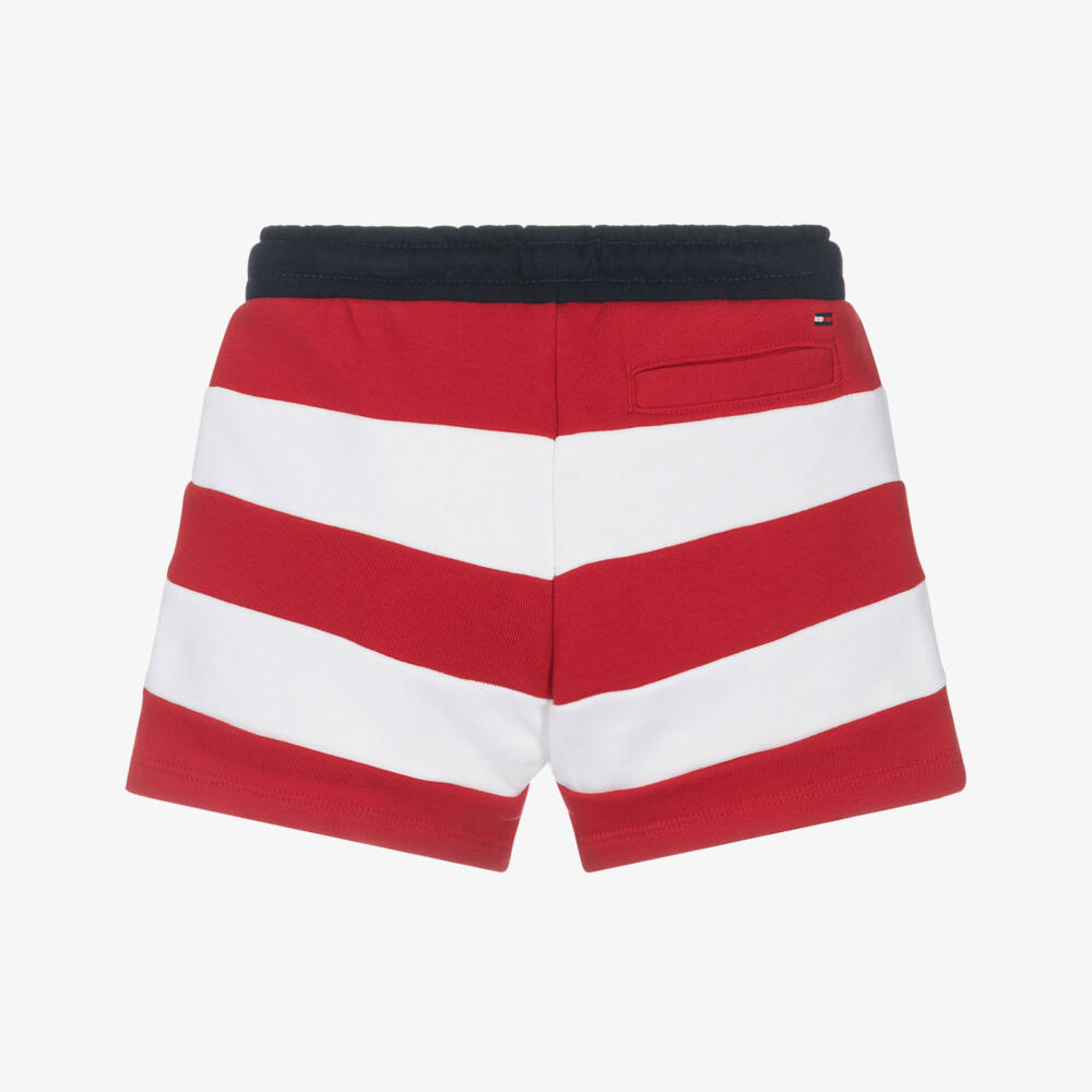 Tommy Hilfiger-Boys Scarlet Striped Cotton Shorts | Childrensalon Outlet