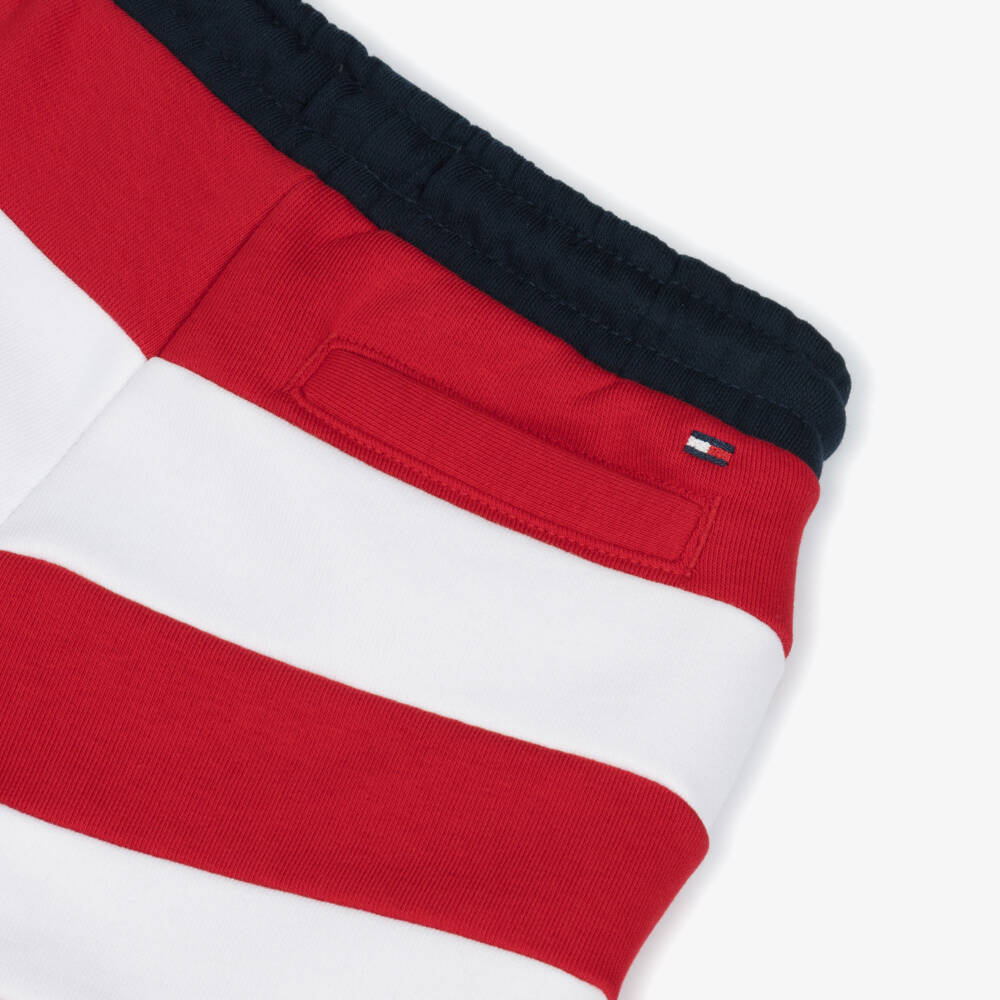 Tommy Hilfiger-Boys Scarlet Striped Cotton Shorts | Childrensalon Outlet