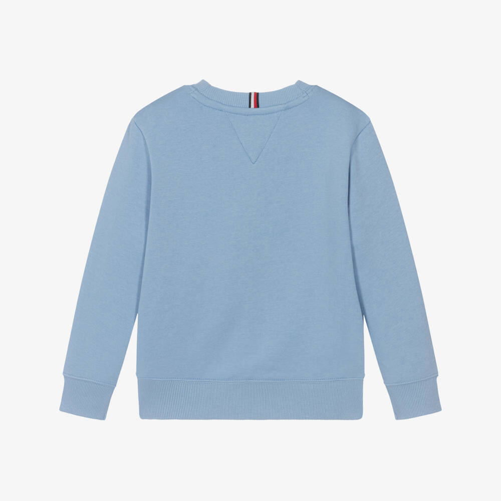 Tommy Hilfiger-Boys Sky Blue Cotton Sweatshirt with Script Flag Logo | Childrensalon Outlet