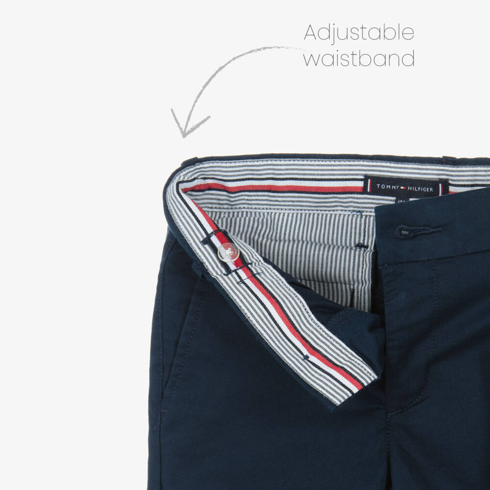 Tommy Hilfiger-Boys Slim Fit Navy Chinos | Childrensalon Outlet