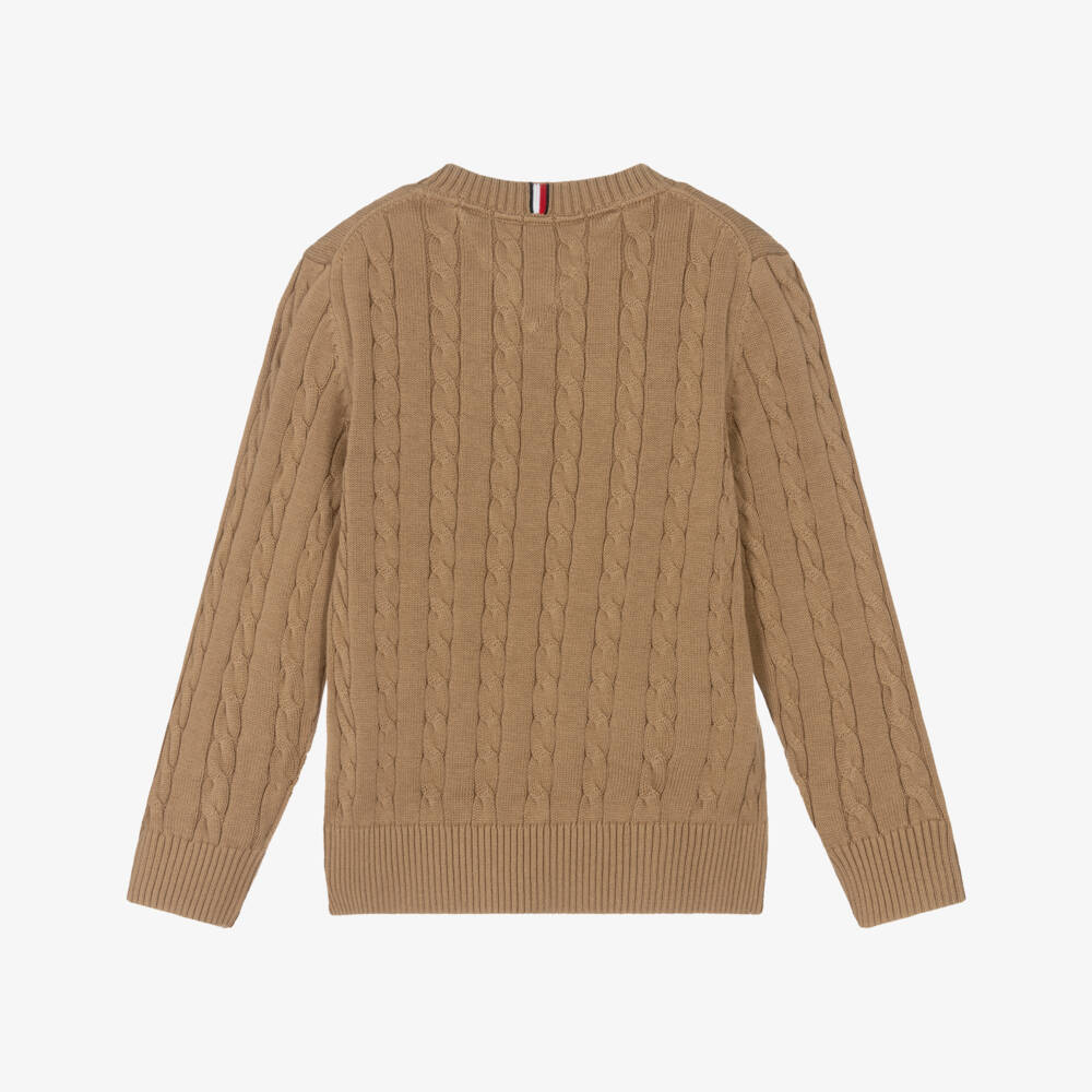Tommy Hilfiger-Boys Soft Beige Knit Jumper | Childrensalon Outlet