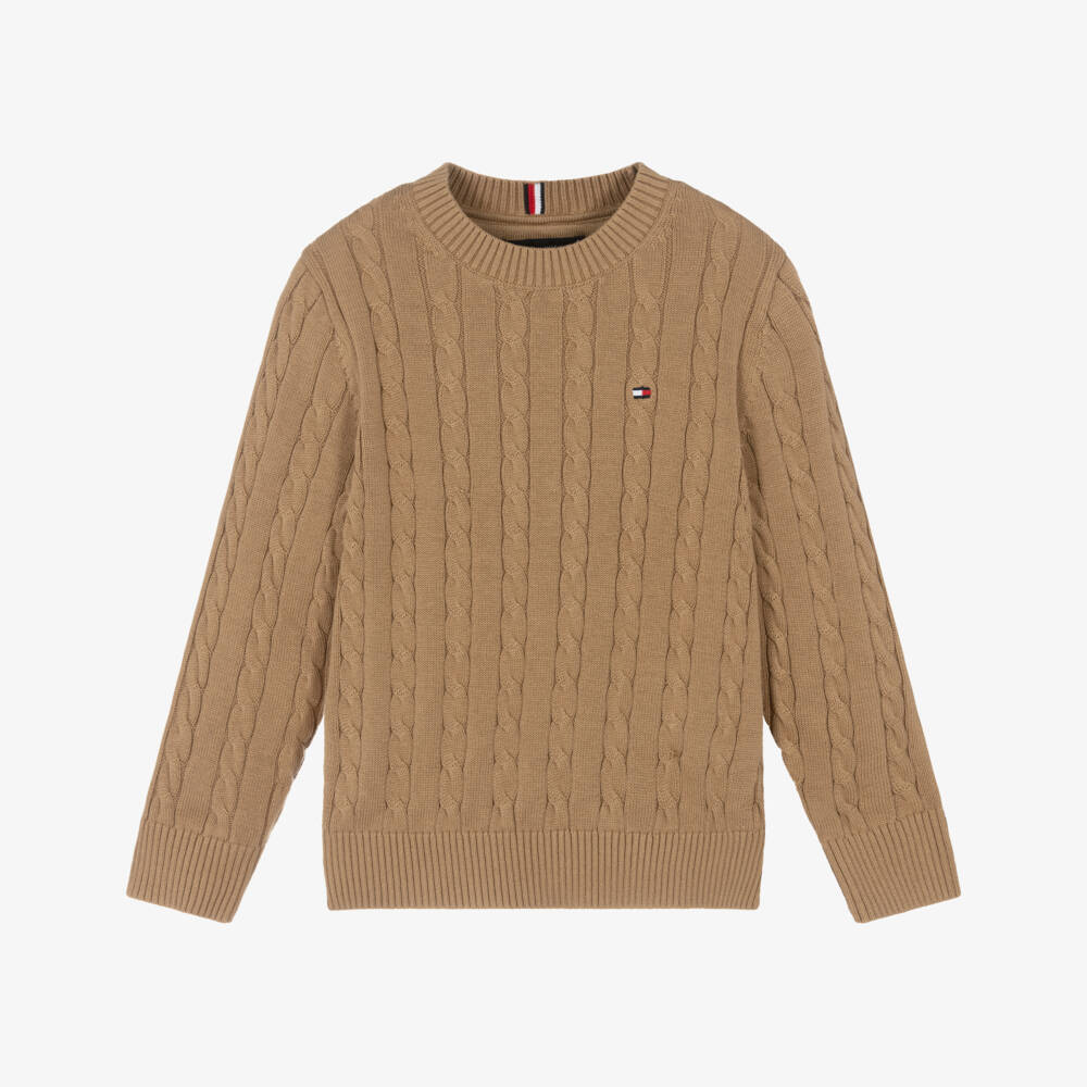 Tommy Hilfiger-Boys Soft Beige Knit Jumper | Childrensalon Outlet