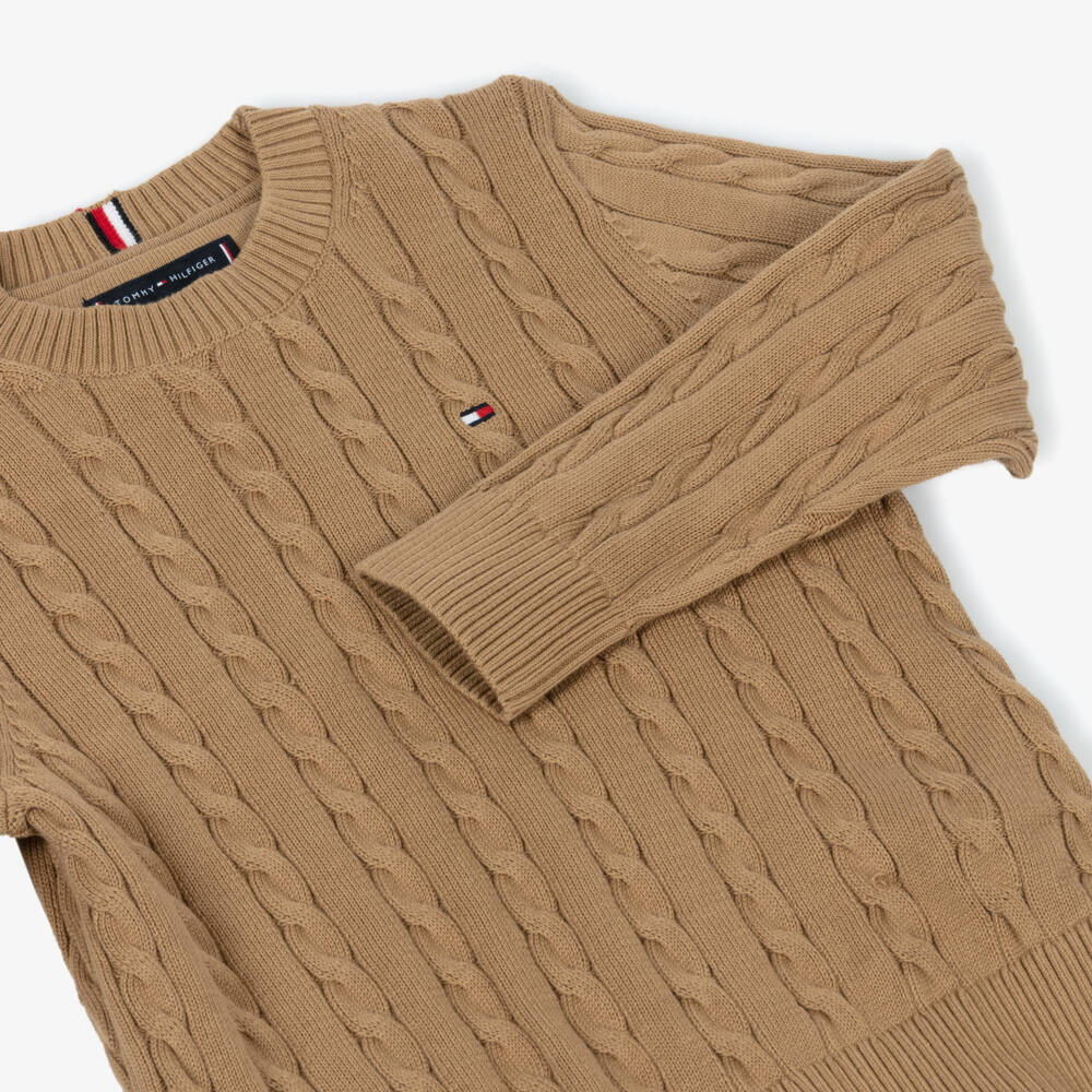 Tommy Hilfiger-Boys Soft Beige Knit Jumper | Childrensalon Outlet