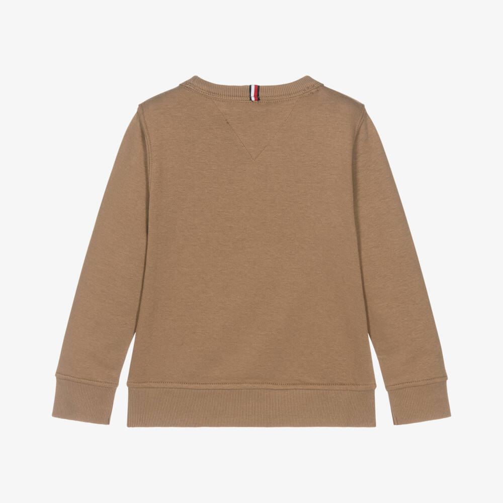 Tommy Hilfiger-Boys Soft Beige Logo Patch Sweatshirt | Childrensalon Outlet