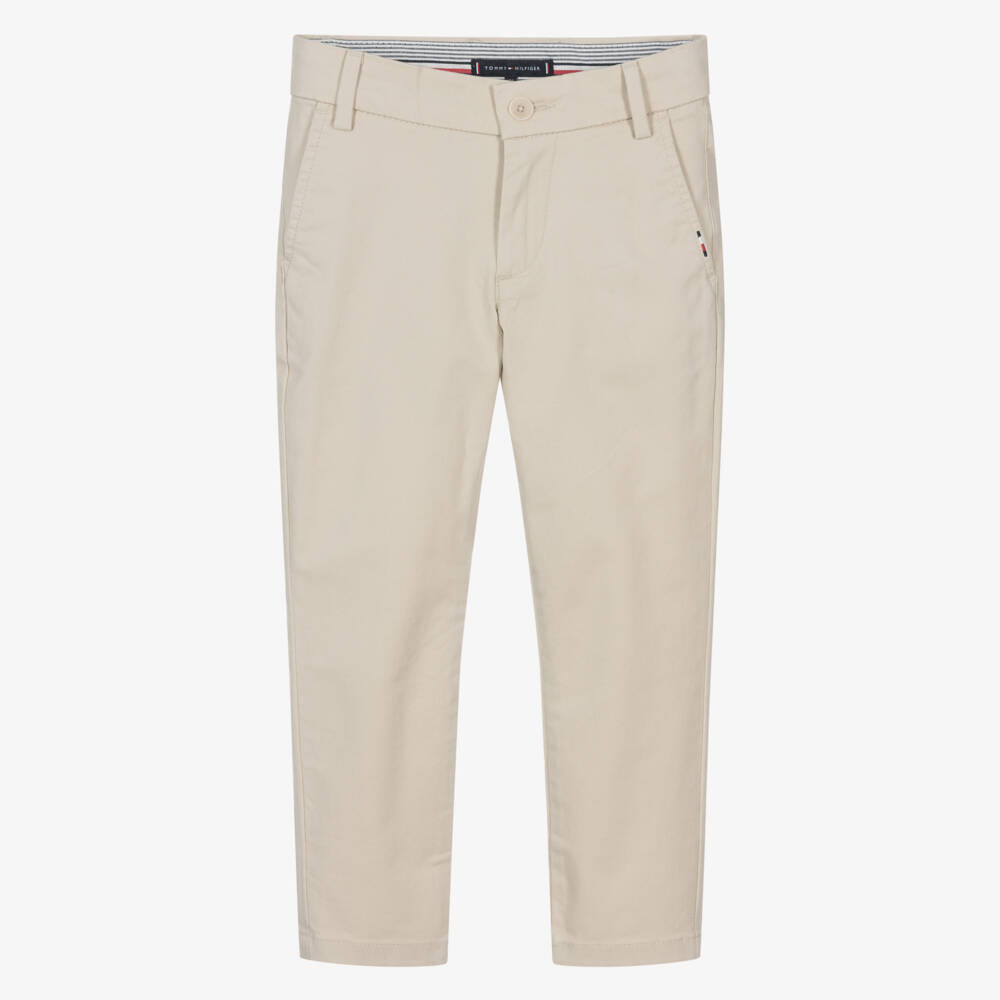 Tommy Hilfiger-Мягкие бежевые брюки из твила для мальчиков | Childrensalon Outlet