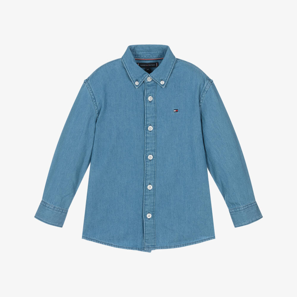 Tommy Hilfiger-Мягкая голубая хлопковая рубашка для мальчиков | Childrensalon Outlet