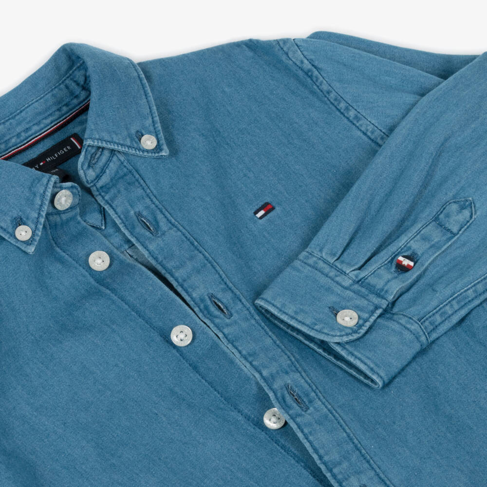 Tommy Hilfiger-Мягкая голубая хлопковая рубашка для мальчиков | Childrensalon Outlet