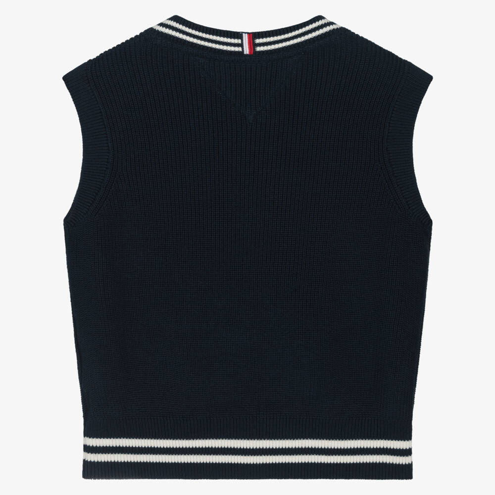 Tommy Hilfiger-Boys Soft Blue Knitted Vest | Childrensalon Outlet
