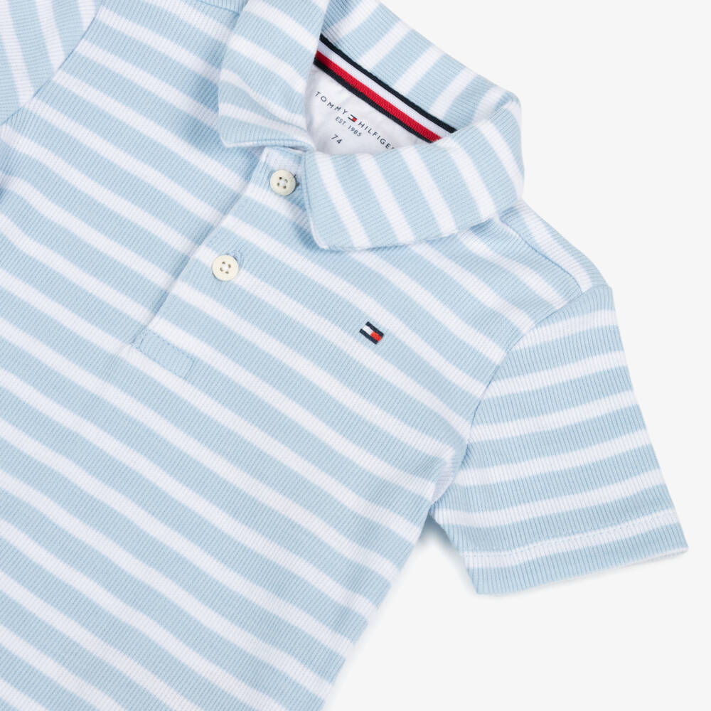 Tommy Hilfiger-Boys Soft Blue Stripe Polo Top | Childrensalon Outlet