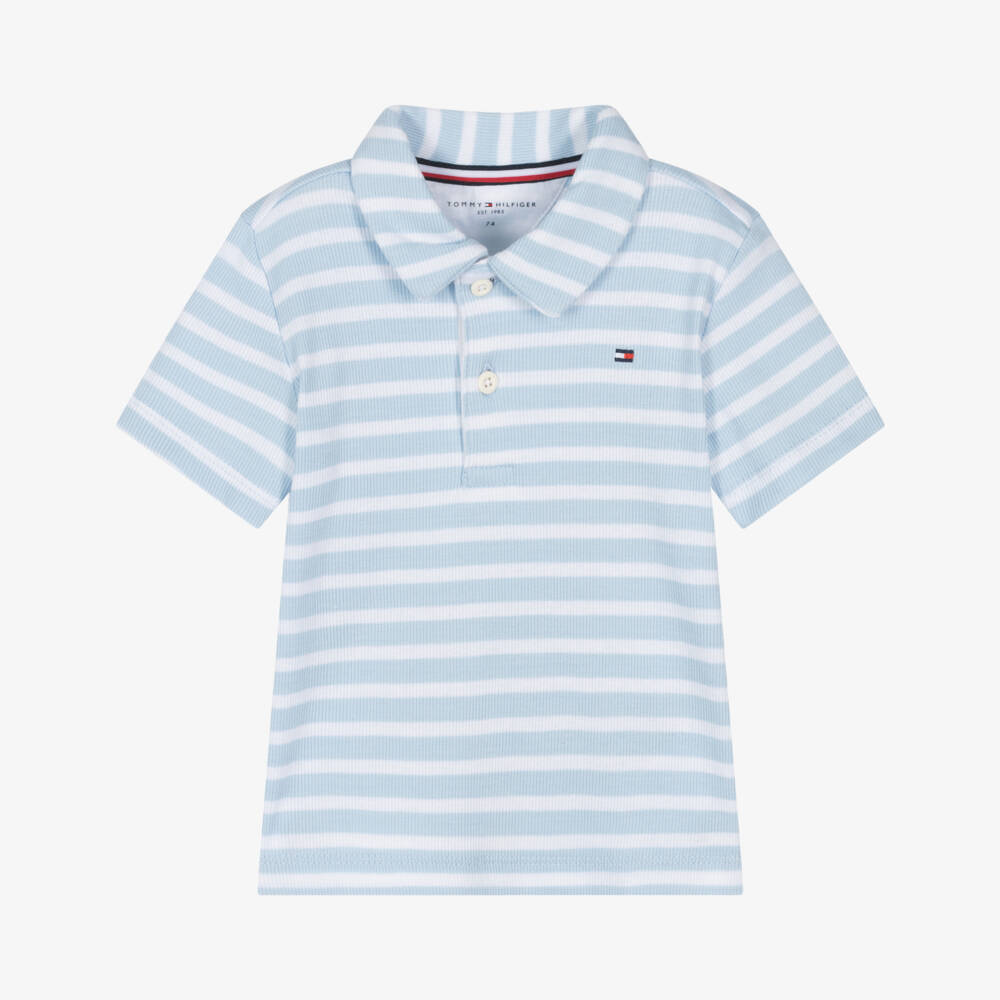Tommy Hilfiger-Boys Soft Blue Stripe Polo Top | Childrensalon Outlet