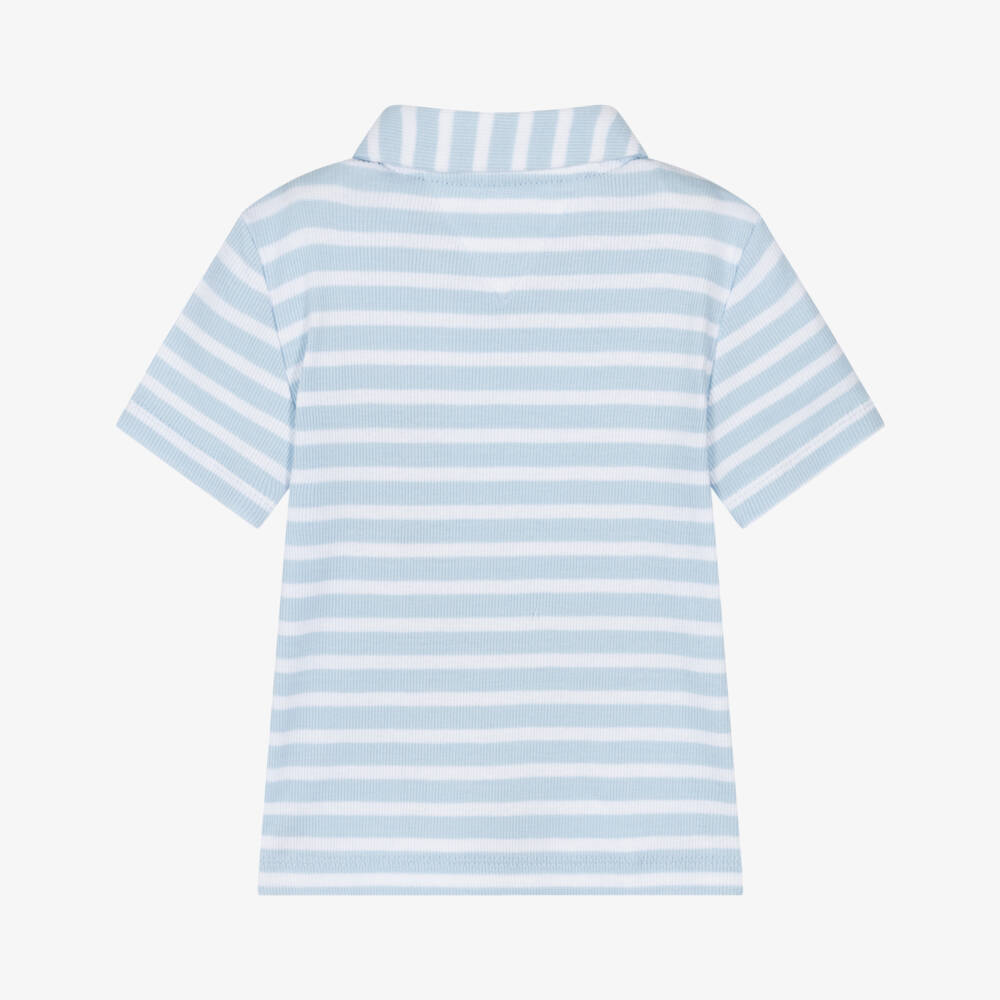 Tommy Hilfiger-Boys Soft Blue Stripe Polo Top | Childrensalon Outlet