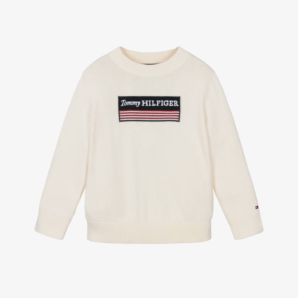 Tommy Hilfiger-Boys Soft Ivory Heritage Pullover | Childrensalon Outlet