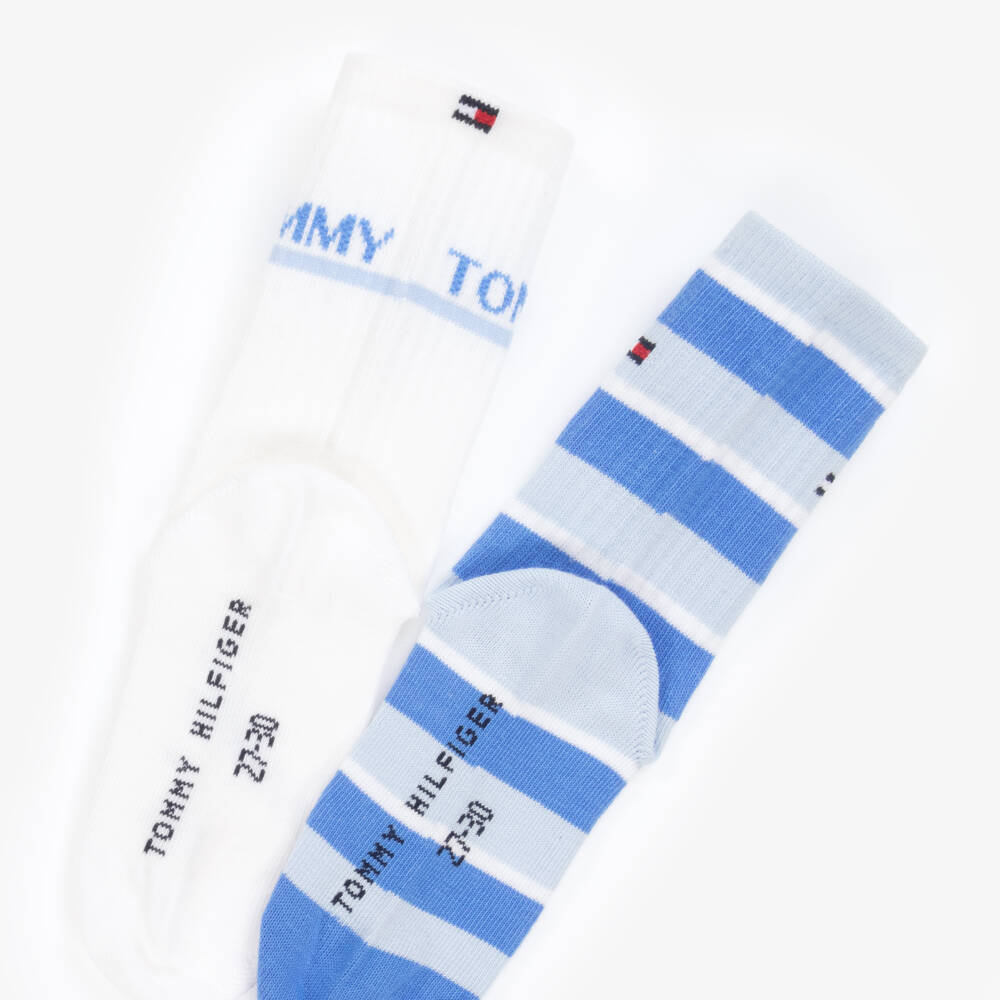 Tommy Hilfiger-Boys Soft Knit Blue Stripe Socks Duo | Childrensalon Outlet