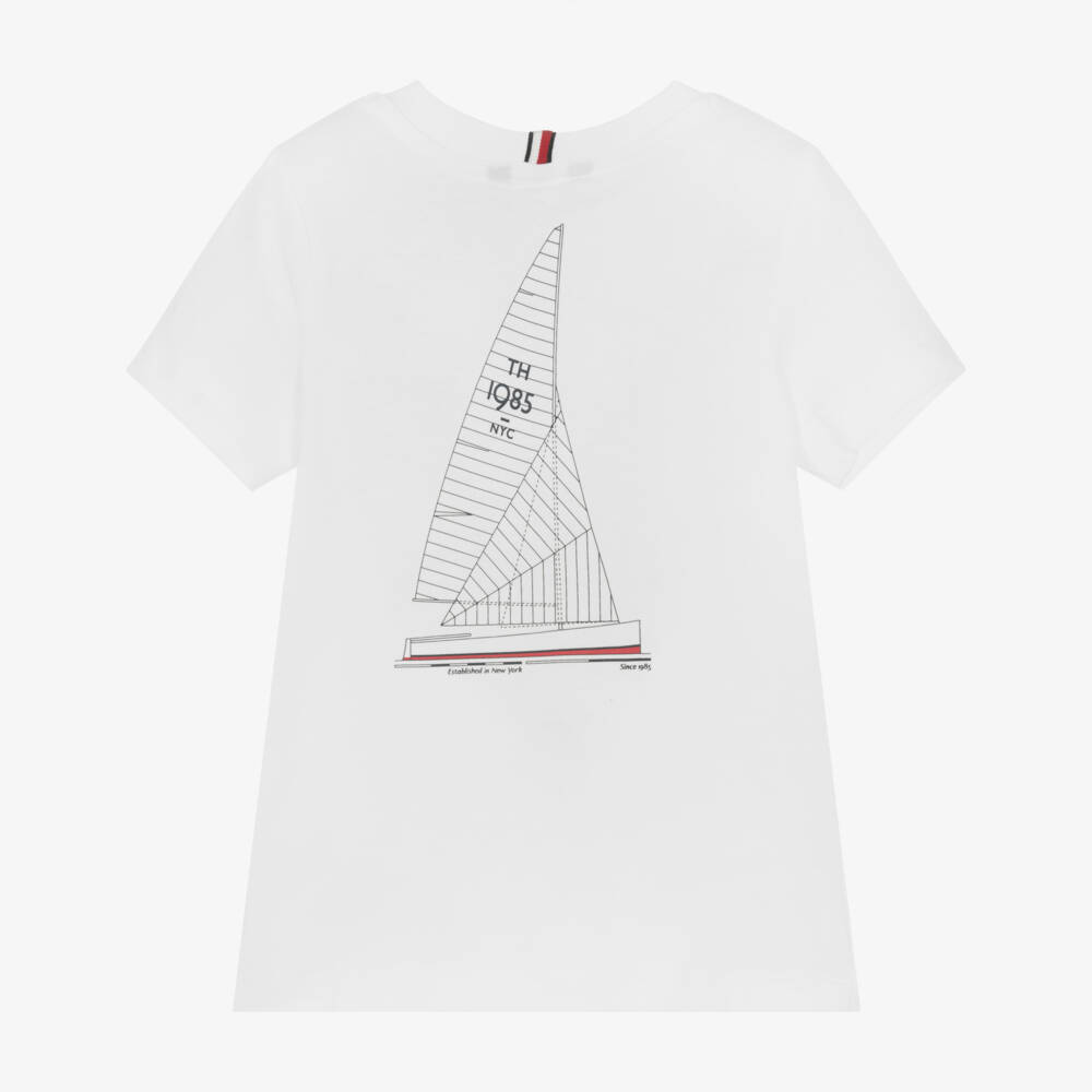 Tommy Hilfiger-Boys Soft White Sailing Tee | Childrensalon Outlet