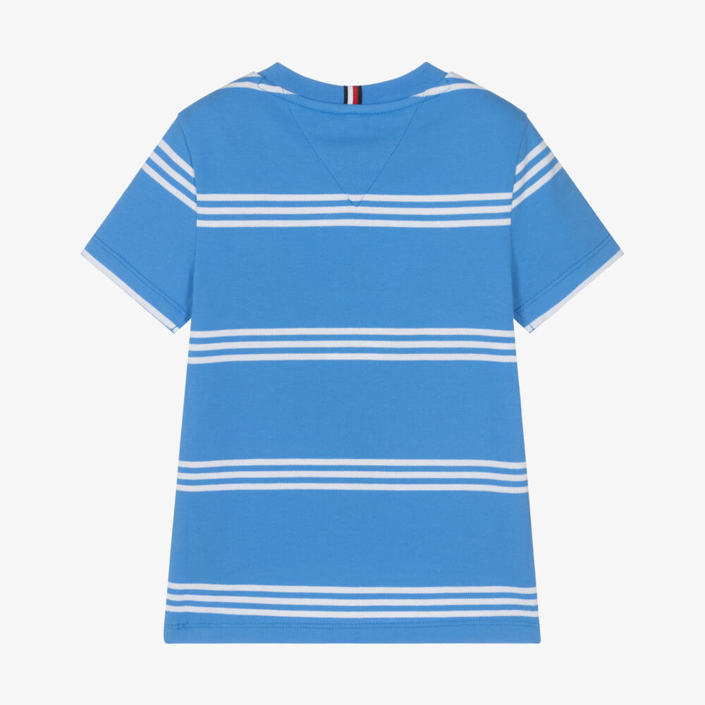 Tommy Hilfiger-Boys Striped Blue Cotton Tee | Childrensalon Outlet