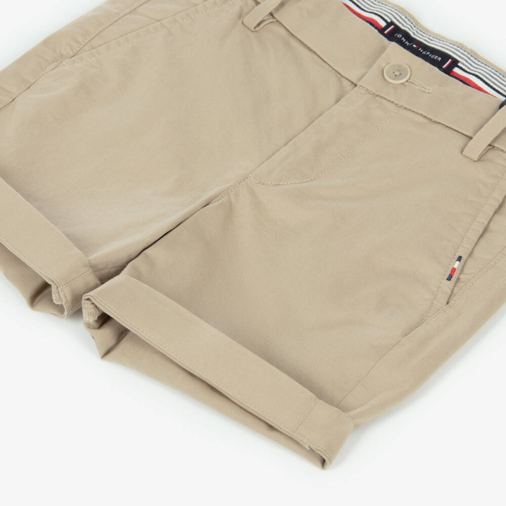 Tommy Hilfiger-Boys Taupe Tailored Cotton Shorts | Childrensalon Outlet