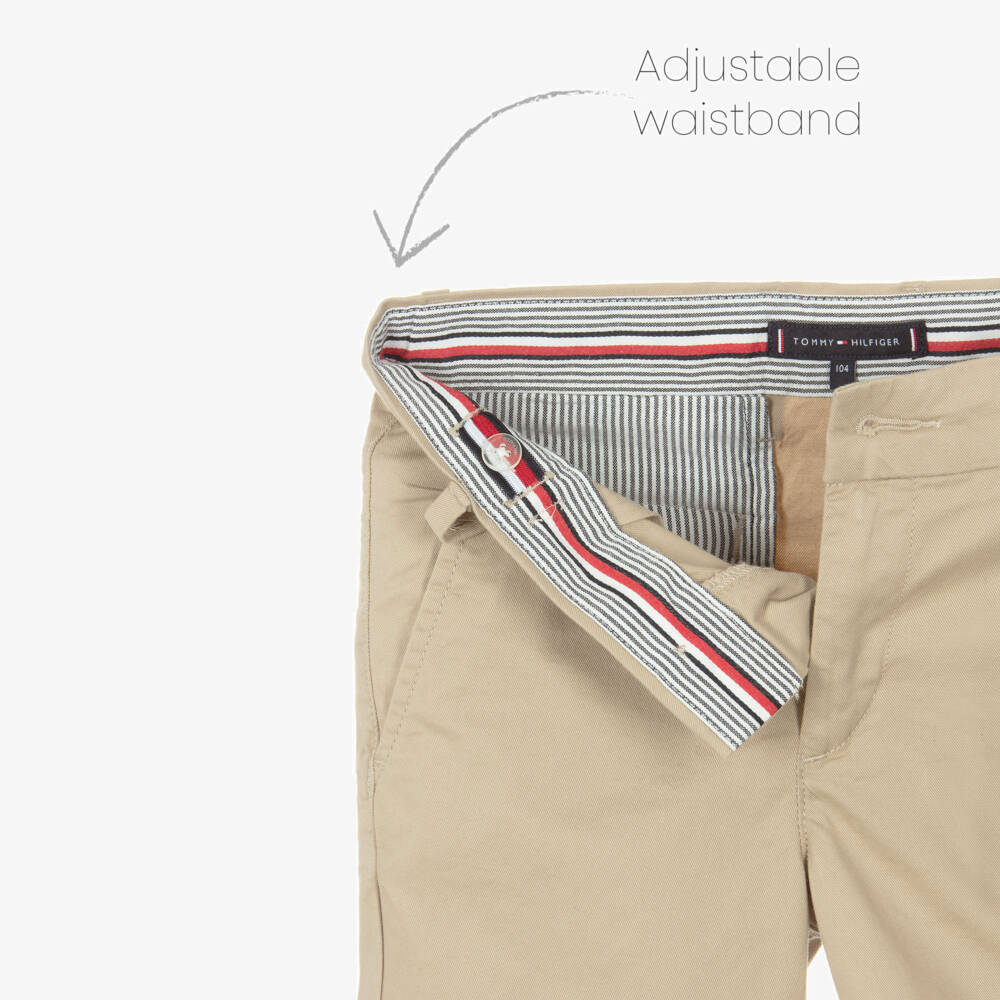 Tommy Hilfiger-Boys Taupe Tailored Cotton Shorts | Childrensalon Outlet