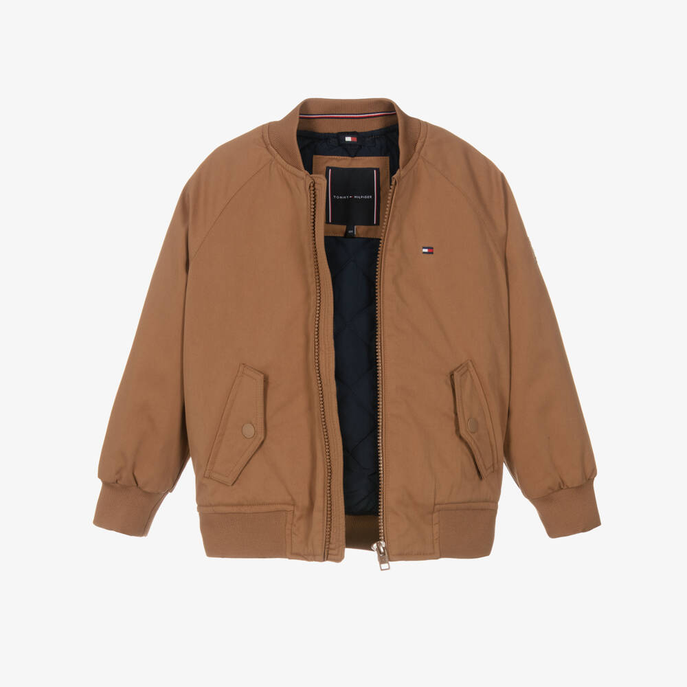 Tommy Hilfiger-Boys Taupe Twill Zip-Up Jacket | Childrensalon Outlet