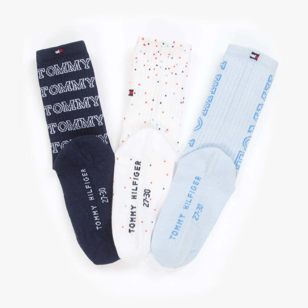 Tommy Hilfiger-Boys Trio of Soft Blue Socks | Childrensalon Outlet