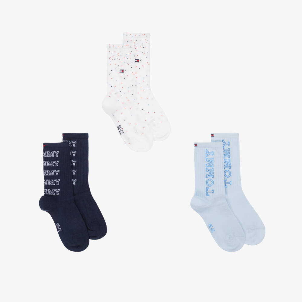 Tommy Hilfiger-Boys Trio of Soft Blue Socks | Childrensalon Outlet
