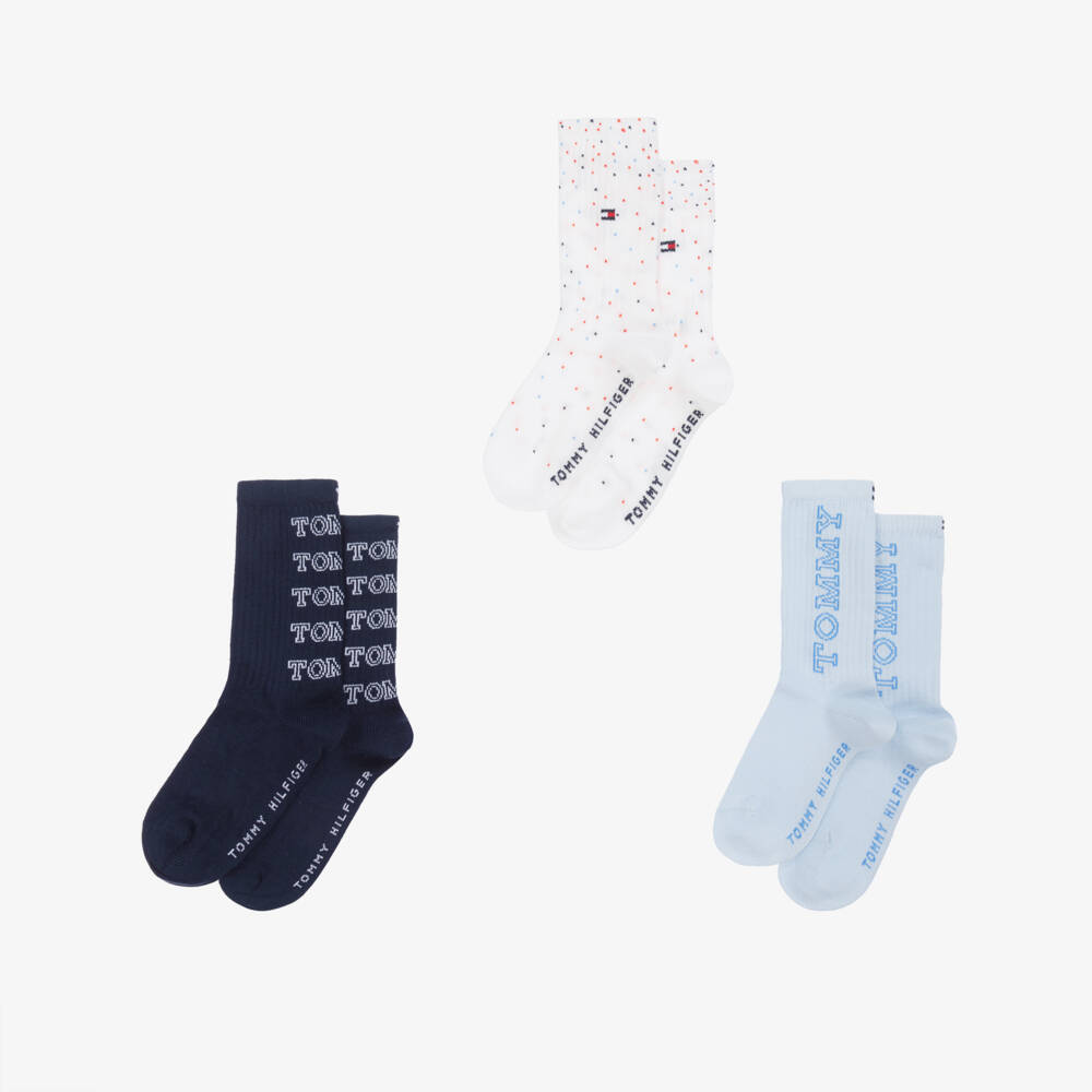 Tommy Hilfiger-Boys Trio of Soft Blue Socks | Childrensalon Outlet