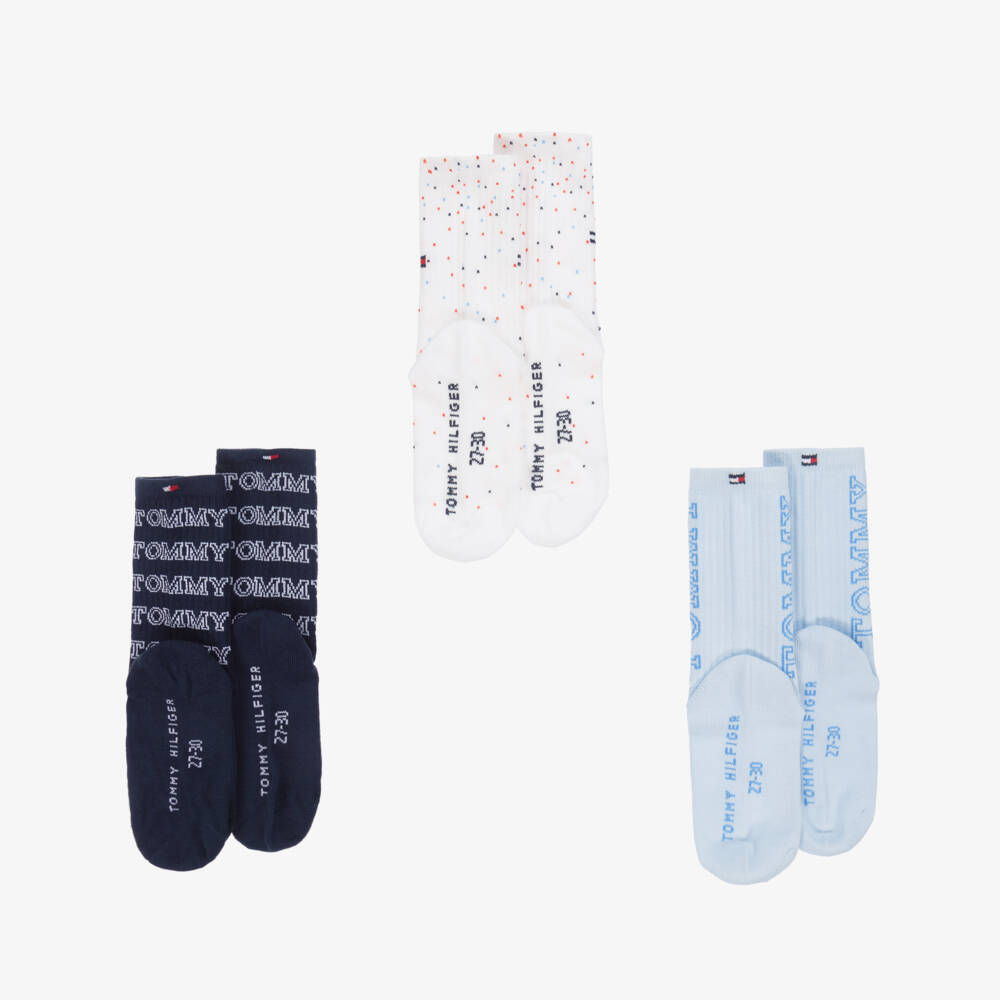 Tommy Hilfiger-Boys Trio of Soft Blue Socks | Childrensalon Outlet