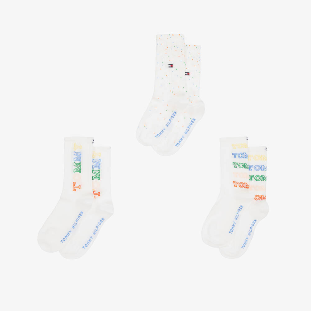 Tommy Hilfiger-Boys Trio of White Comfort Socks | Childrensalon Outlet