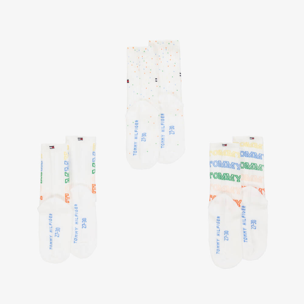 Tommy Hilfiger-Boys Trio of White Comfort Socks | Childrensalon Outlet