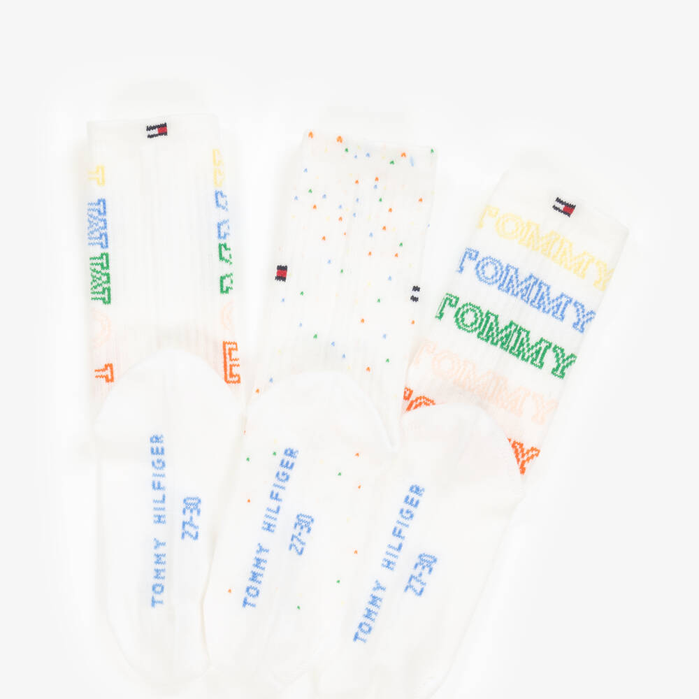 Tommy Hilfiger-Boys Trio of White Comfort Socks | Childrensalon Outlet