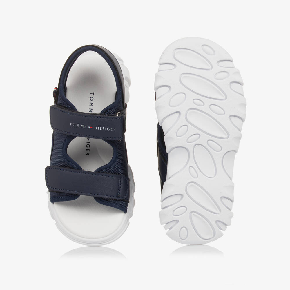 Tommy Hilfiger-Boys Velcro Easy-Closure Blue Sandals | Childrensalon Outlet