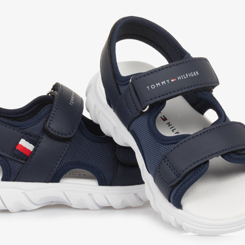 Tommy Hilfiger-Boys Velcro Easy-Closure Blue Sandals | Childrensalon Outlet