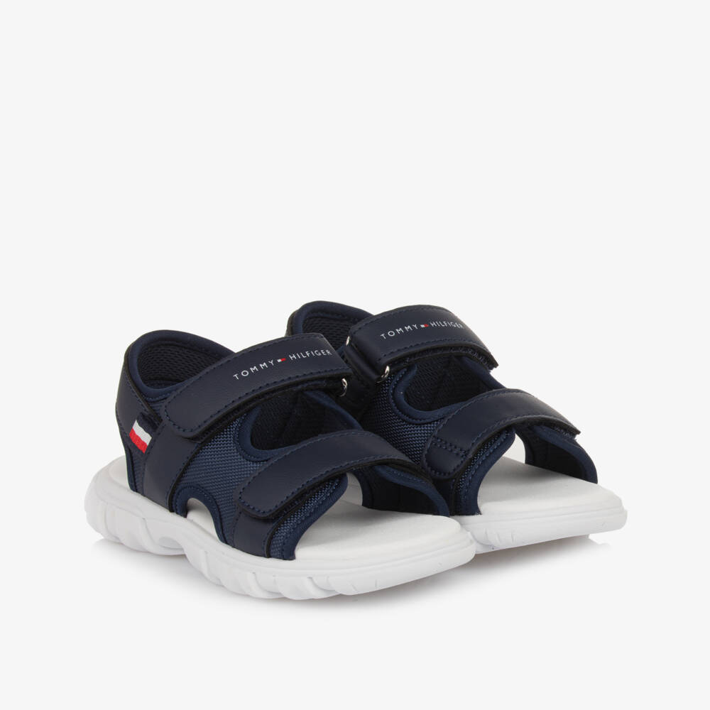 Tommy Hilfiger-Boys Velcro Easy-Closure Blue Sandals | Childrensalon Outlet