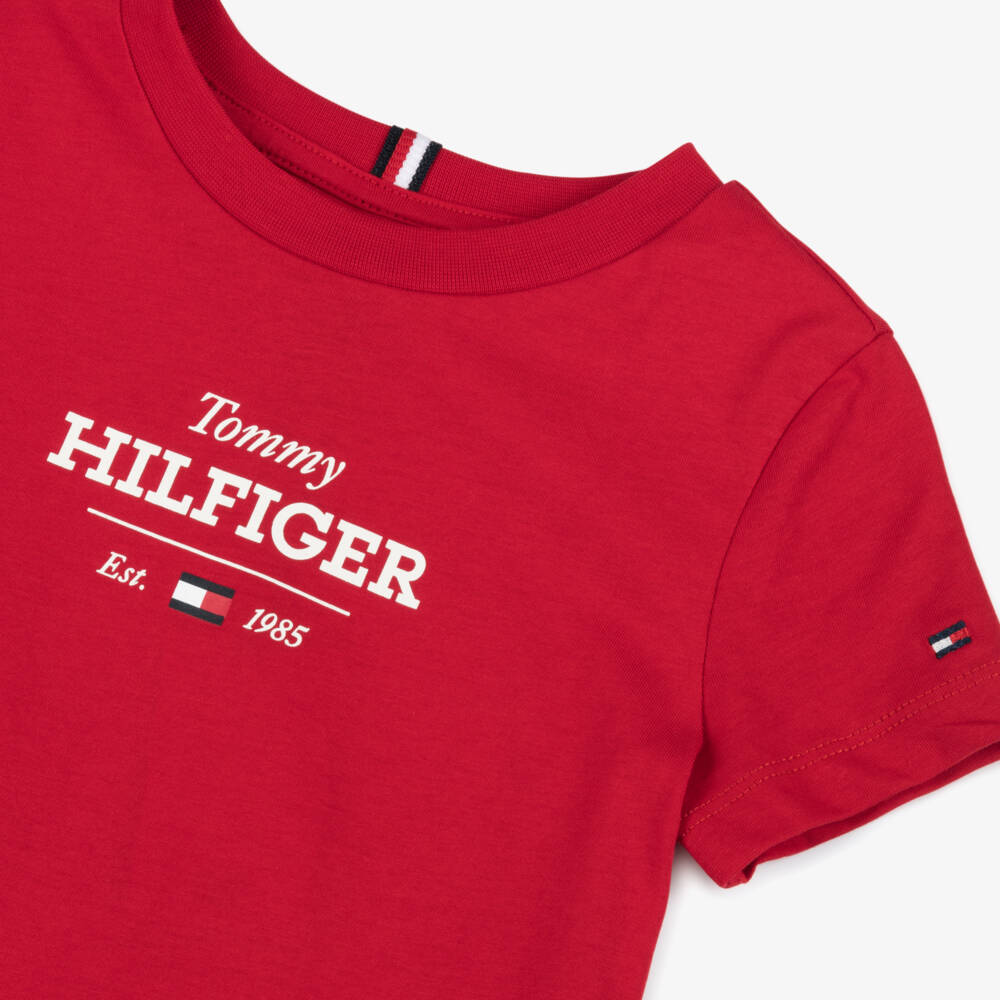 Tommy Hilfiger-Boys Vibrant Scarlet Cotton Tee | Childrensalon Outlet