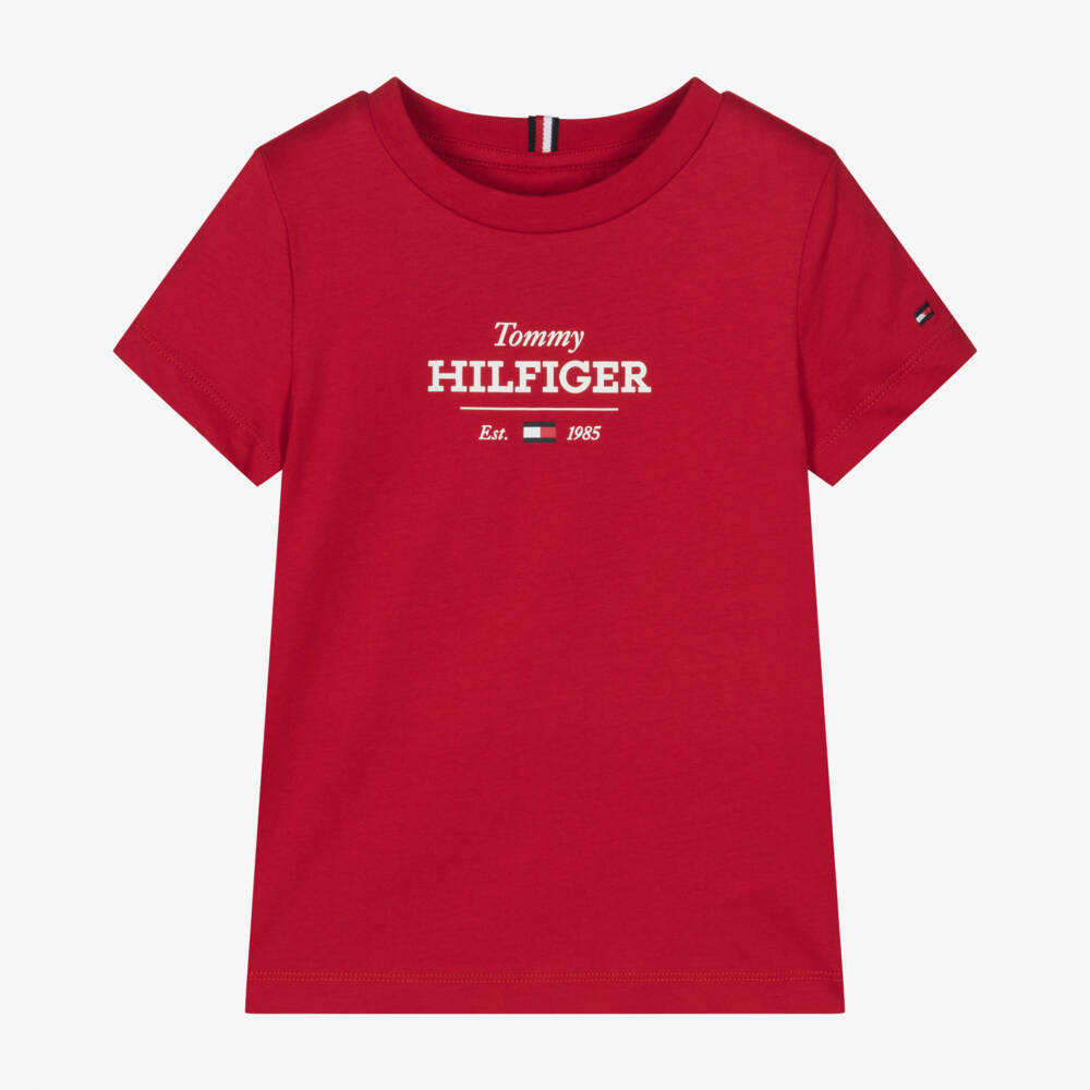 Tommy Hilfiger-Boys Vibrant Scarlet Cotton Tee | Childrensalon Outlet