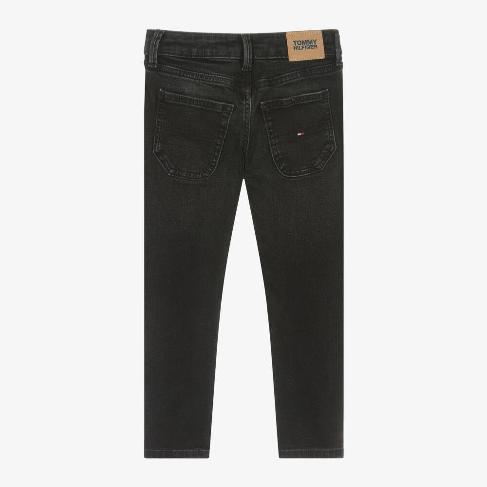 Tommy Hilfiger-Boys Washed Black Denim Trousers | Childrensalon Outlet