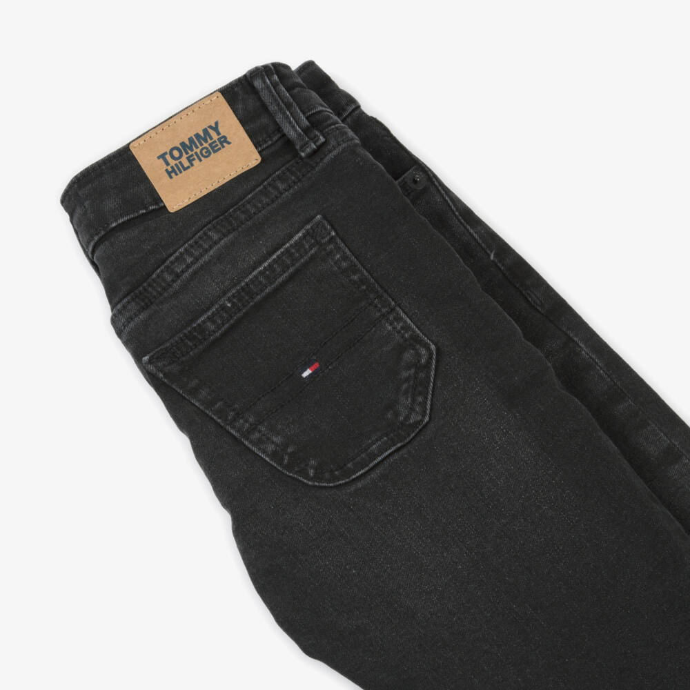 Tommy Hilfiger-Boys Washed Black Denim Trousers | Childrensalon Outlet