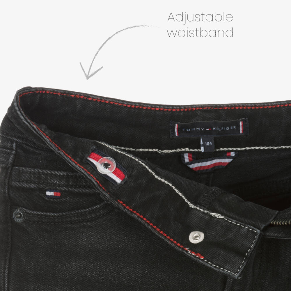 Tommy Hilfiger-Boys Washed Black Denim Trousers | Childrensalon Outlet