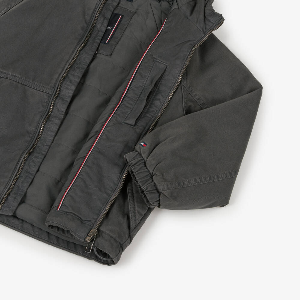 Tommy Hilfiger-Boys Washed Black Hooded Jacket | Childrensalon Outlet