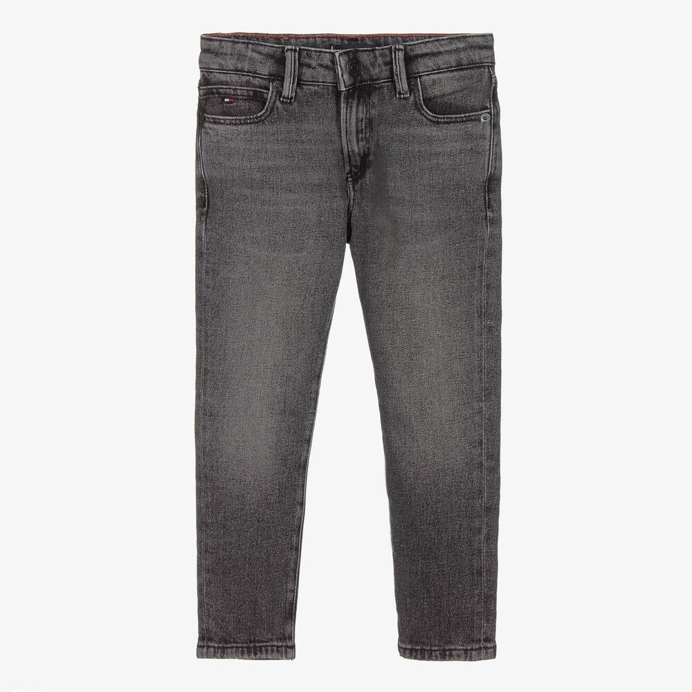 Tommy Hilfiger - Boys Washed Black Straight Fit Jeans | Childrensalon