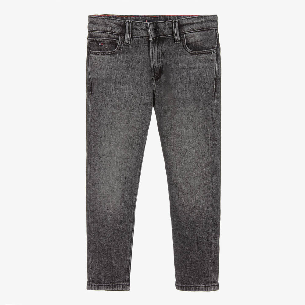 Tommy Hilfiger - Schwarze gerade Jeans mit Waschung | Childrensalon