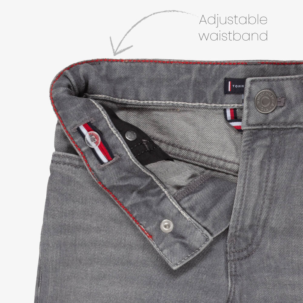 Tommy Hilfiger-Boys Washed Grey Denim Straight Jeans | Childrensalon Outlet