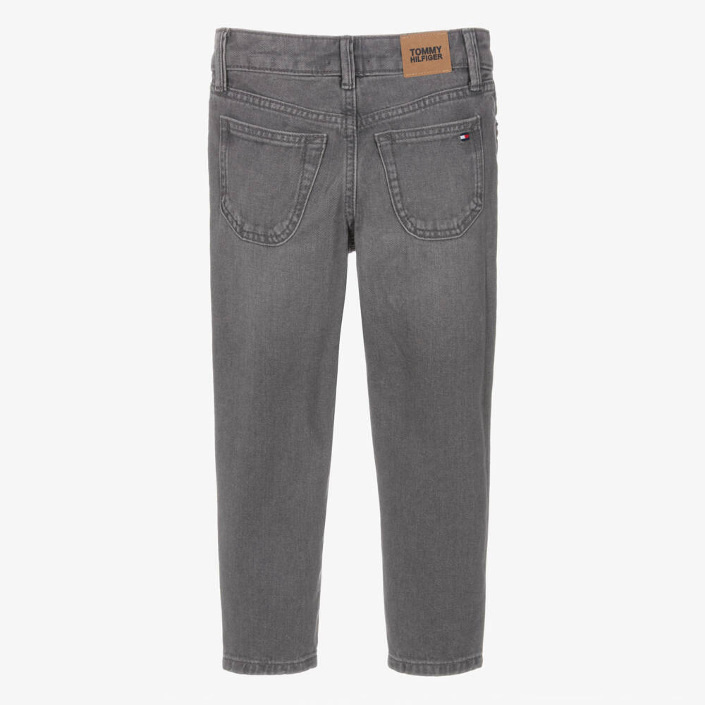 Tommy Hilfiger-Boys Washed Grey Denim Straight Jeans | Childrensalon Outlet