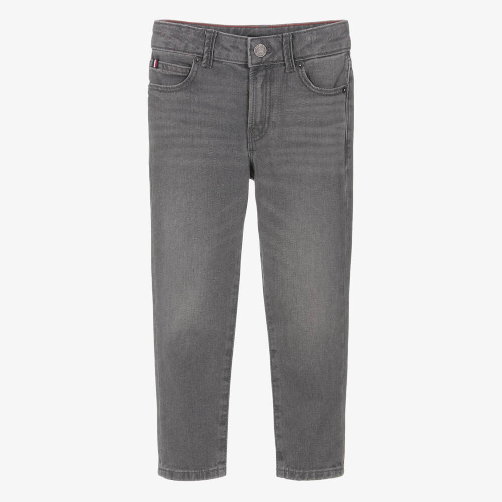 Tommy Hilfiger-Boys Washed Grey Denim Straight Jeans | Childrensalon Outlet